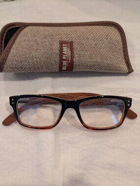 Blue Planet Amber Tortoise / Walnut Wood Blue Light Glasses